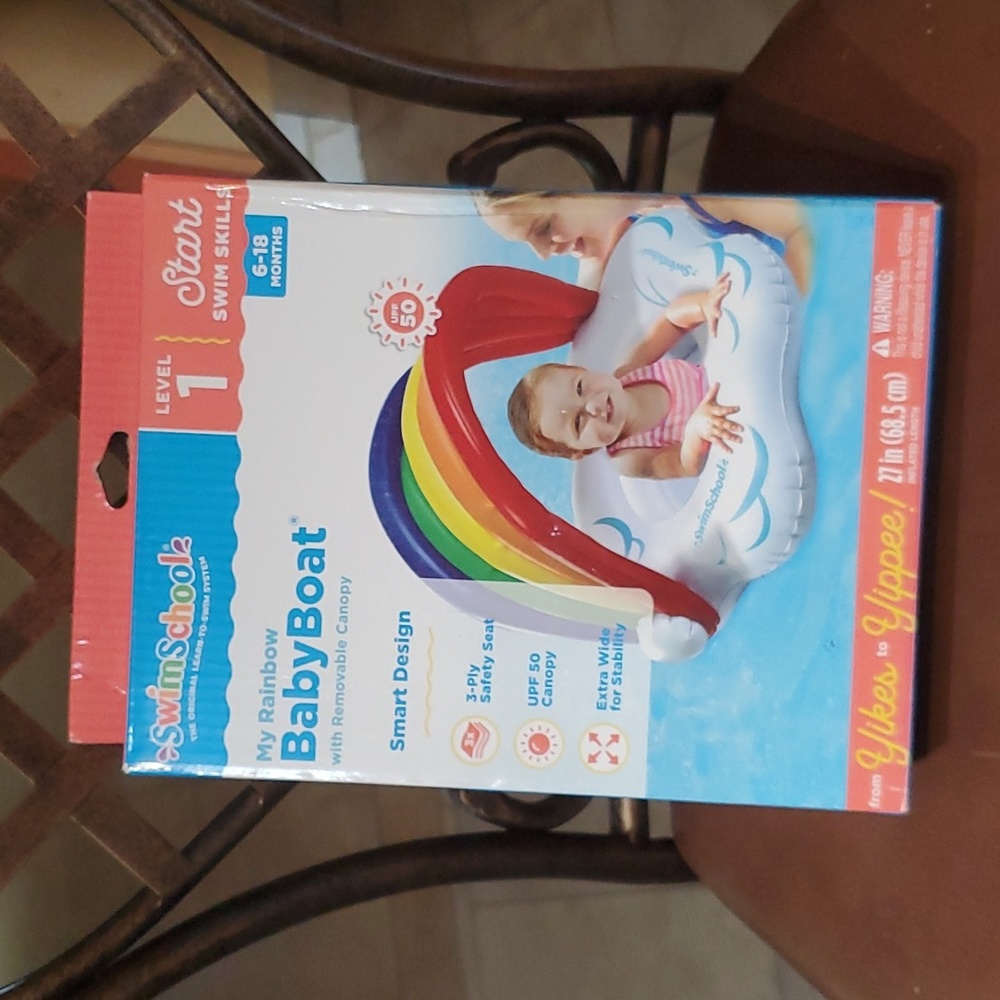 My Rainbow Baby Boat w/ Removable Canopy Swim School NIB New Level 1 6-18 months